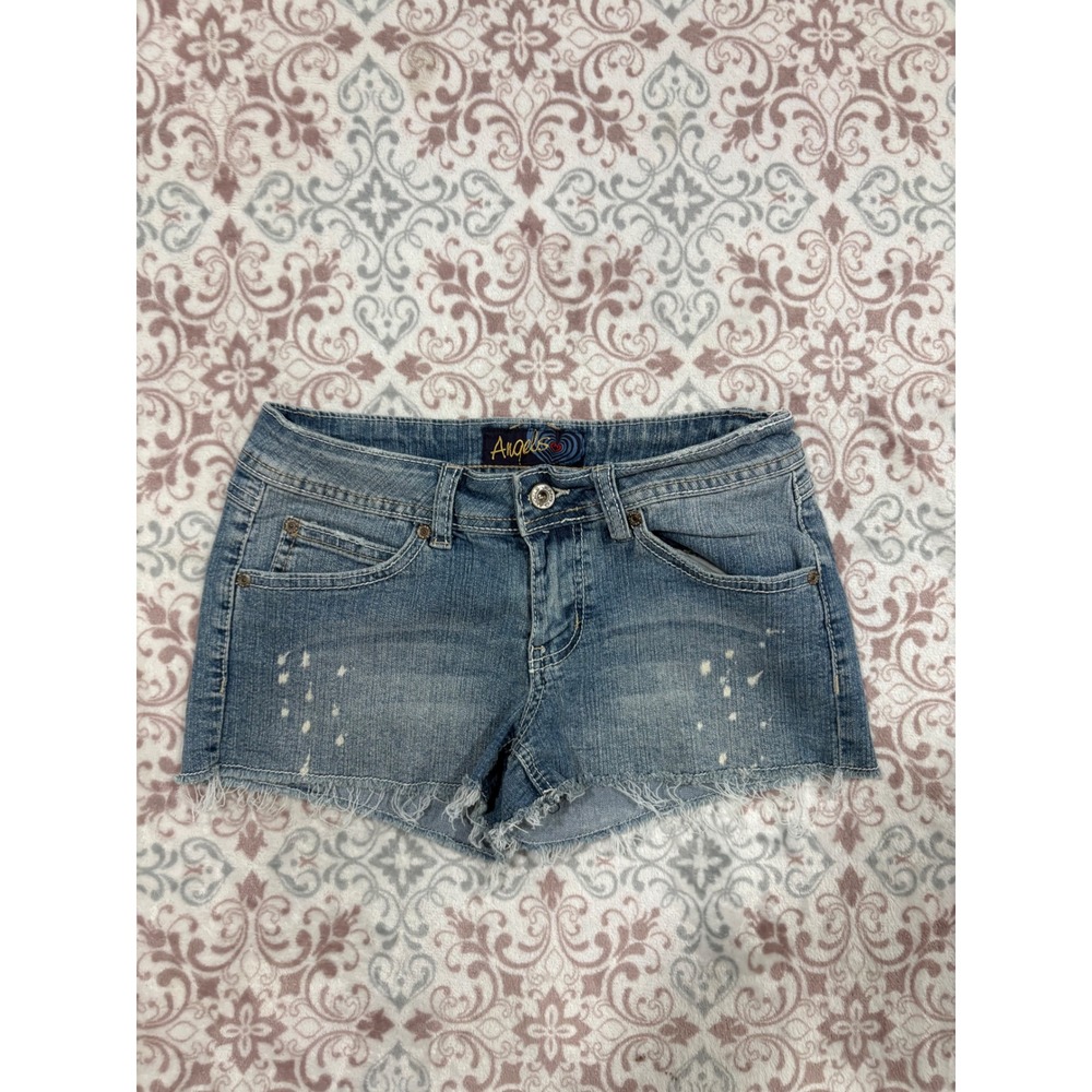 Angels Low Rise Denim Shorts Light Wash Distressed Cut Off Y2K Size 5
